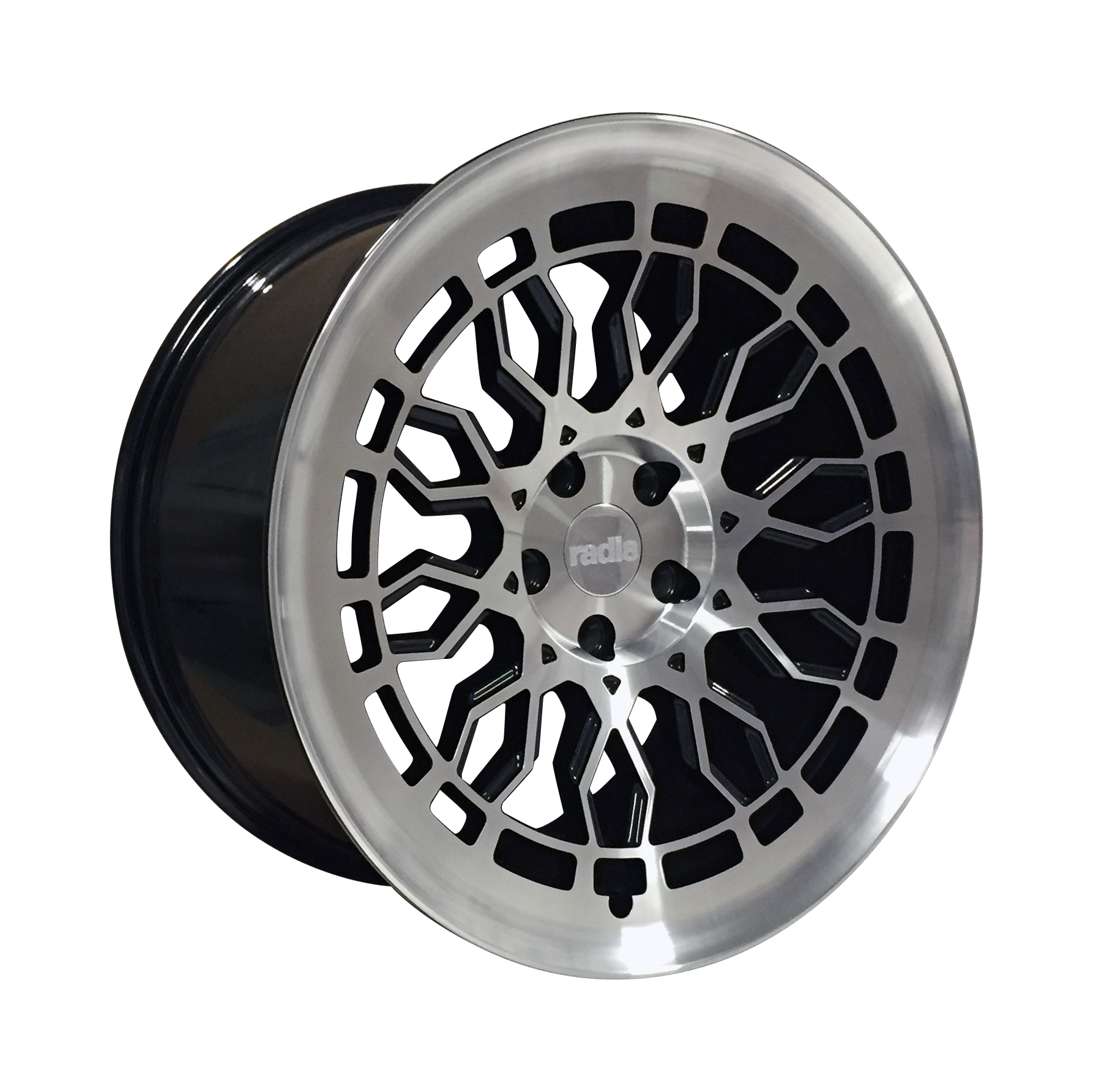 NEW 18  RADI8 R8A10 ALLOY WHEELS IN GLOSS BLACK WITH POLISHED FACE  WIDER 9 5  REARS